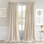 MIULEE Back Tab Cream Beige Curtains 108 Inch Long 2 Panels Set by MIULEE