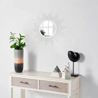 Wall Decor Spoked Sunburst Accent Wall Mirror Round Home Modern Metal Art Mirror - Image 5