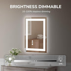 USHOWER LED Bathroom Mirror 20x28 Inch Tempered Glass - Image 3