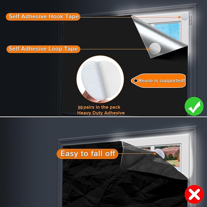 RUseeN Portable Blackout Shades Travel Window Blackout Curtains, 100% Blackout - Image 4