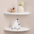 Gieanoo Floating Corner Shelves Set 2 7inch White Solid Oak Rounded Corner by GIEANOO
