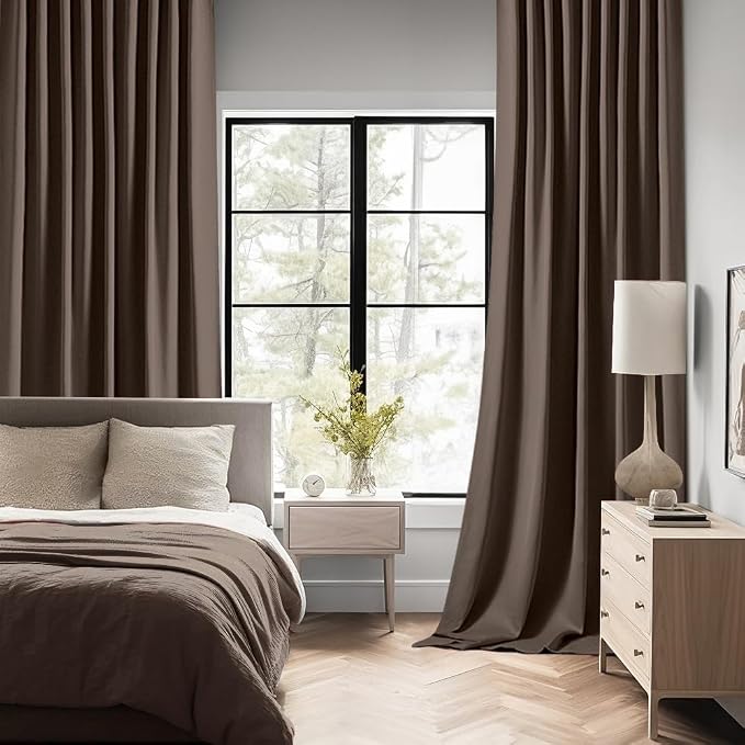 MIULEE Chocolate Brown Back Tab Blackout Curtains 84 Inch Length 2 Panels Set - Image 2