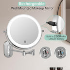 FUNTOUCH 2500mAh Rechargeable Wall Mounted Lighted Makeup Vanity Mirror 8 Inch - Image 3