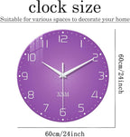 XNM Purple Wall Clock for Girls Bedroom 24 Inch Minimalist Large Wall Clocks - Image 3
