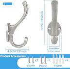 8 Pack Coat Hooks Wall Mount Heavy Duty Utility Retro Double Hooks - Image 3