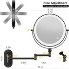 9" Wall Mounted Lighted Makeup Mirror, 4000mAh Rechargeable Double Sided 1X/10X - Image 6