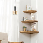 Corner Shelf, 7inch Solid Oak Wood Floating Corner Shelf Wall Mount Round End - Image 9