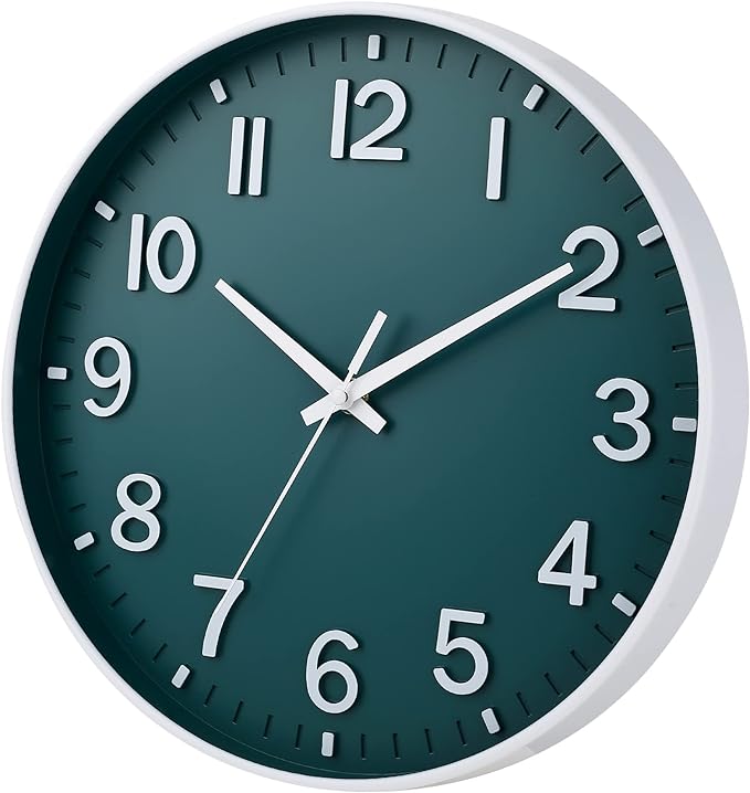 HZDHCLH Green Wall Clocks Battery Operated, 12 inch Silent Non Ticking Modern - Image 3