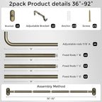 2 Pack Curtain Rods 36-88 Inch, Antique Bronze Wrap Around Blackout Curtain Rods - Image 7