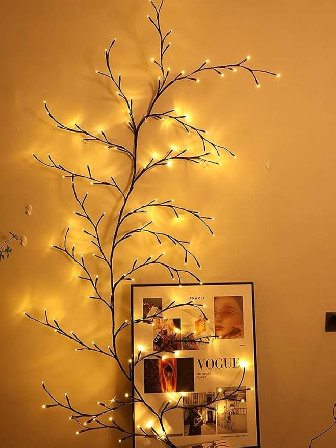96 LED Willow Vine Lights 6FT Enchanted Wall Decoration Vine Lights 8 Modes - Image 5