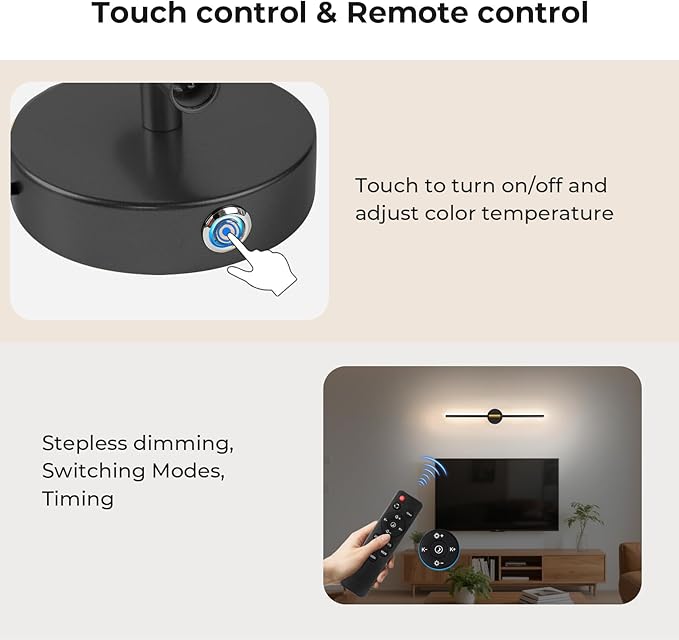 GvvooHome 28" Battery Operated Wall Sconce, 360°Rotation Wireless Rechargeable - Image 6