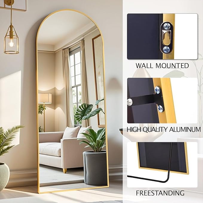 Dewfig Arched Full Length Mirror, Full Body Mirrors - Image 6