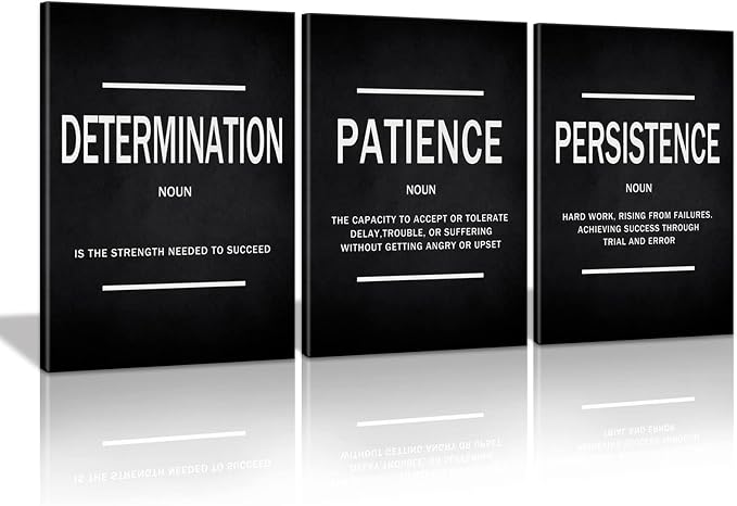 KAWAHONE Inspiration Quotes Wall Art, Motivational Determination Patience by KAWAHONE