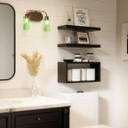 RICHER HOUSE Black Floating Shelves Set of 3, Modern Bathroom Shelves Wall - Image 3