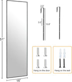 Ruomeng 51x16 Inch Full Length Door Hanging Mirror, Rectangle Full Body Mirror - Image 4