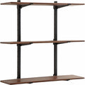 Kate and Laurel Atwood Three-Tiered Adjustable Mango Wood Wall Shelf, Walnut by KateandLaurel
