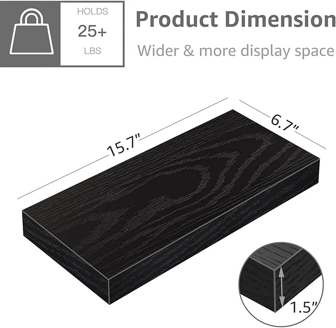 QEEIG Floating Shelf for Wall Bathroom Shelves Bedroom Kitchen Living Room - Image 3