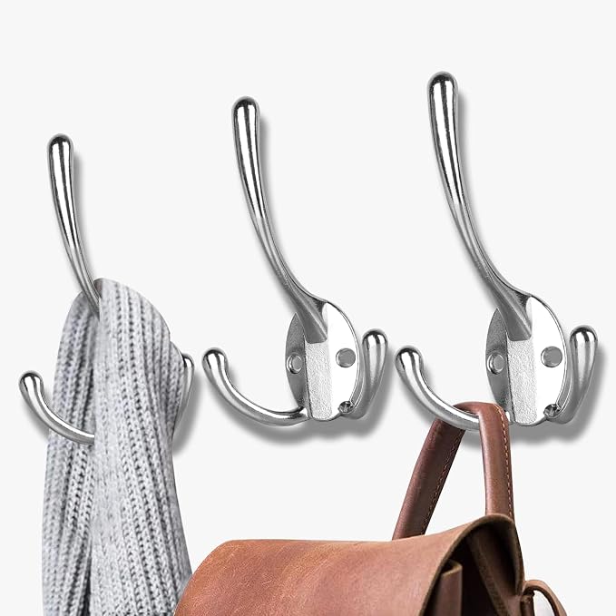 Wall Mounted Coat Hooks 5 Pack Heavy Duty Black Hardware Robe Hooks Decorative by HADWER