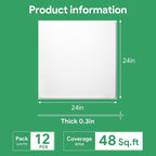 12 PCS 2ft x 2ft PVC White Slat Decorative Ceiling Tiles, Fluted Drop Ceiling - Image 4