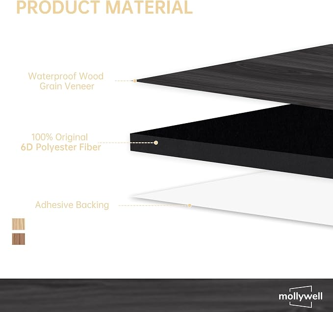 Mollywell Art Acoustic Wall Panels, 24x24 Inch 8 Pack, Wood Veneer, Sound - Image 3