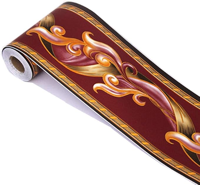 Elegant Peel Stick Red Floral Wallpaper Border Self Adhesive Molding Home - Image 2