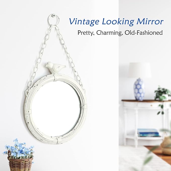 NIKKY HOME 6.7 Inch Decorative Small Hanging Mirrors Vintage Rustic Round Metal - Image 3