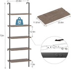 aboxoo Ladder Shelf 2PCS Open Bookshelf 5-Tier Wall-Mounted Wood Bookcase Rack - Image 3