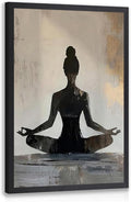 GELDSTEI Wood Framed Zen Wall Art, Modern Yoga Girl Canvas Painting, Tranquil by Unknown