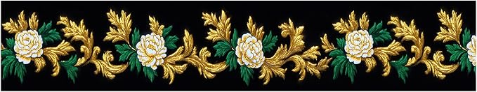 Baroque Floral Wallpaper Border 196x4 Inch Removable Wall Border Peel and Stick - Image 2
