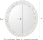 Large Round Mirror 36 Inch, Natural Mother of Pearl Inlay Mosaic Frame Circle - Image 3
