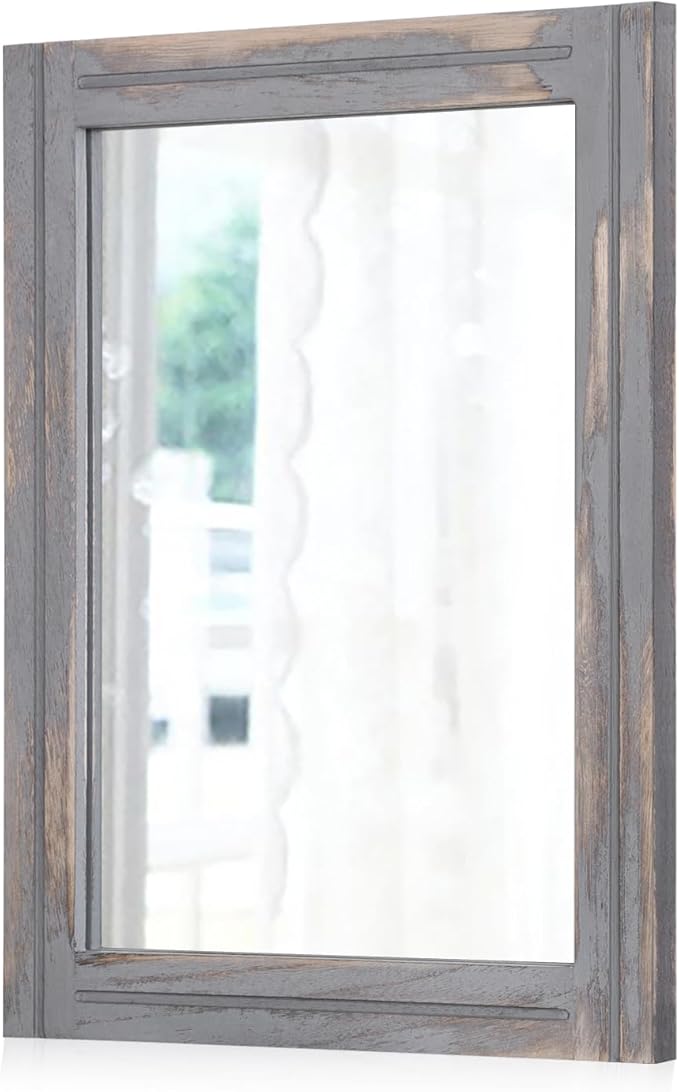 AAZZKANG Wood Framed Mirror Rectangular Rustic Wall Mirrors Decorative Large by AAZZKANG