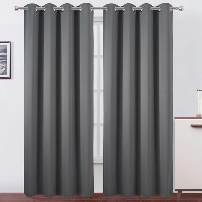 LEMOMO Blackout Curtains 52 x 120 Inch Long Frost Grey Curtains Set of 2 Panels by Lemomo