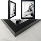 Black and White Bathroom Wall Art Funny Giraffe in Bathtub Wall Decor Framed - Image 2