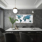 lagre Teal Decor 36inchx71inch World Map Canvas Wall Art Pictures - Image 3