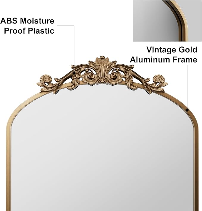 Dewfig Antique Arched Wall Mirror - Image 8