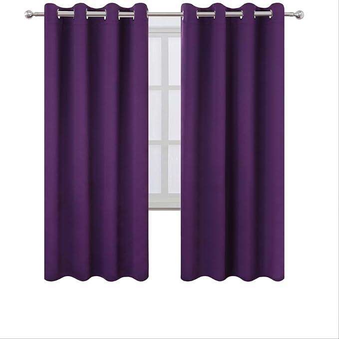 LEMOMO Blackout Curtains 66 x 72 Inch Long Purple Curtains Set of 2 Panels Room - Image 2