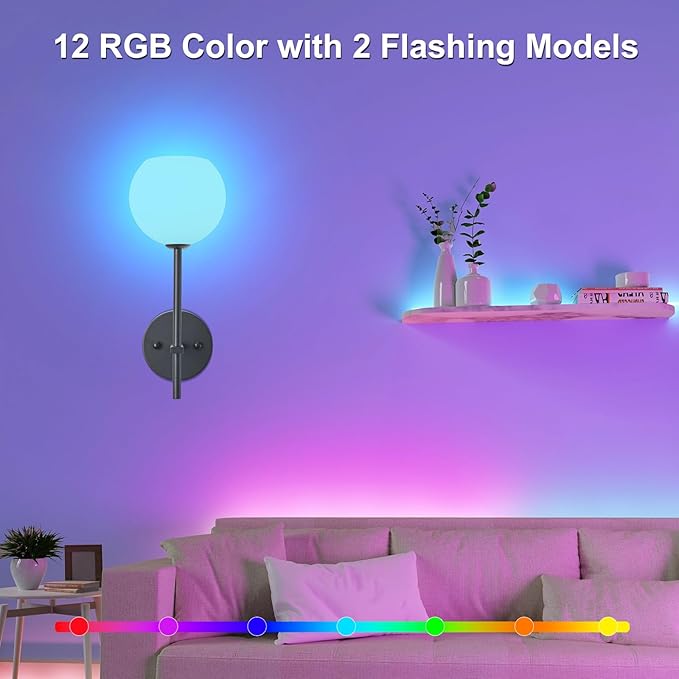 Black Battery Operated Wall Sconces Set of 2, Rechargeable Wireless Wall Lights - Image 2