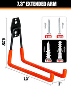 WMK 7.3'' Garage Hooks Heavy Duty 4 Pack, Wall Mount Utility Hooks - Image 2