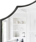 Besdomus Black Scalloped Wall Mirror: 40"x29" Large Modern Wooden Arched - Image 5
