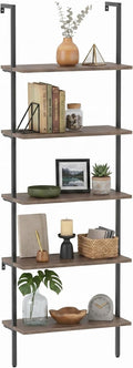 aboxoo Ladder Shelf Open Bookshelf 5-tier Wood Wall-mounted Bookcase Storage by aboxoo