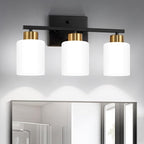 FonmYim Black and Gold Bathroom Light Fixtures, 3-Light Modern Vanity Light by FonmYim