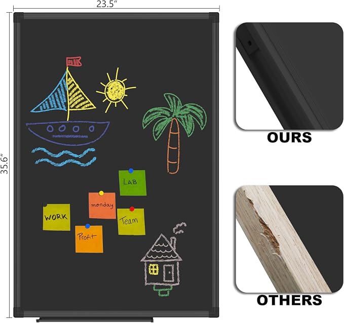 Lockways Magnetic Chalkboard 36 x 24 Inches, Aluminum Frame Large Blackboard - Image 4