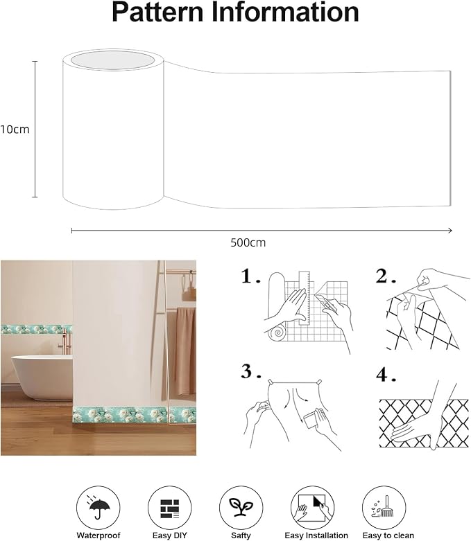 3D Floral Wallpaper Border White Peony Peel and Stick Wall Border Self Adhesive - Image 6