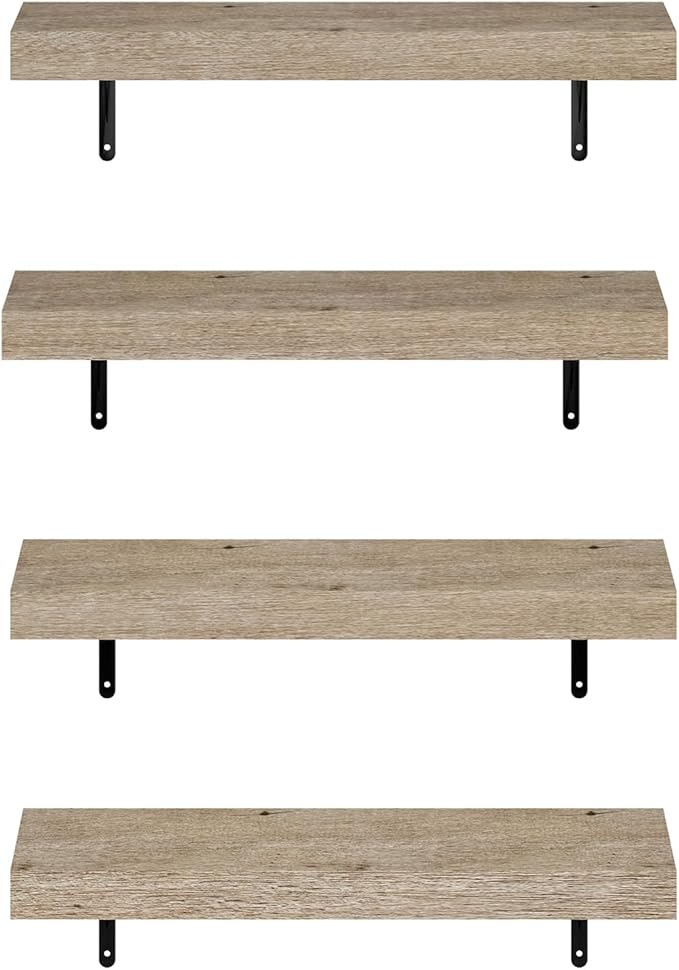 Furinno Tanna Floating Shelves for Wall Set of 4, 22-Inch Wall Shelf, Triple - Image 6
