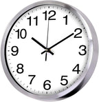 SIN&MI Wall Clock Metal Frame Glass Cover Non-Ticking Number Quartz Wall Clock by SINMI