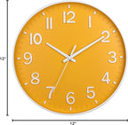 HZDHCLH Yellow Wall Clocks Battery Operated, 12 inch Silent Non Ticking Modern - Image 7