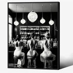 Vintage Black and White Black Framed Wall Art Trendy Women Drink Cocktail by FuSatisYilife