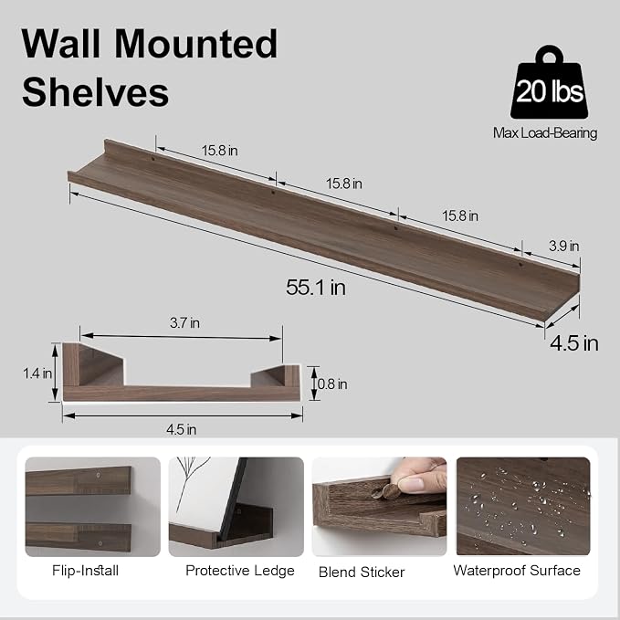 Floating Shelves for Wall Decor, Long Wall Mounted Storage Shelf for Bedroom - Image 3