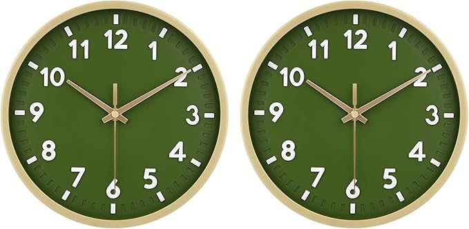 HIPPIH Wall Clock 2 Pack, 10 Inch Modern Wall Clocks Battery Operated, Non by HIPPIH