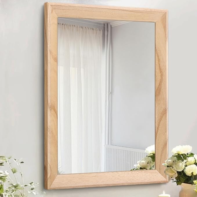 AAZZKANG Rustic Mirrors for Wall Rectangle Wood Frame Mirror Large 26"x18" by AAZZKANG
